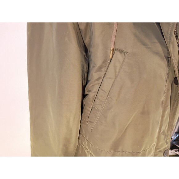 Gap Winter Jacket Hood Zip Moss Green Women's S Velour Lined Pockets Knee Length - Picture 8 of 16